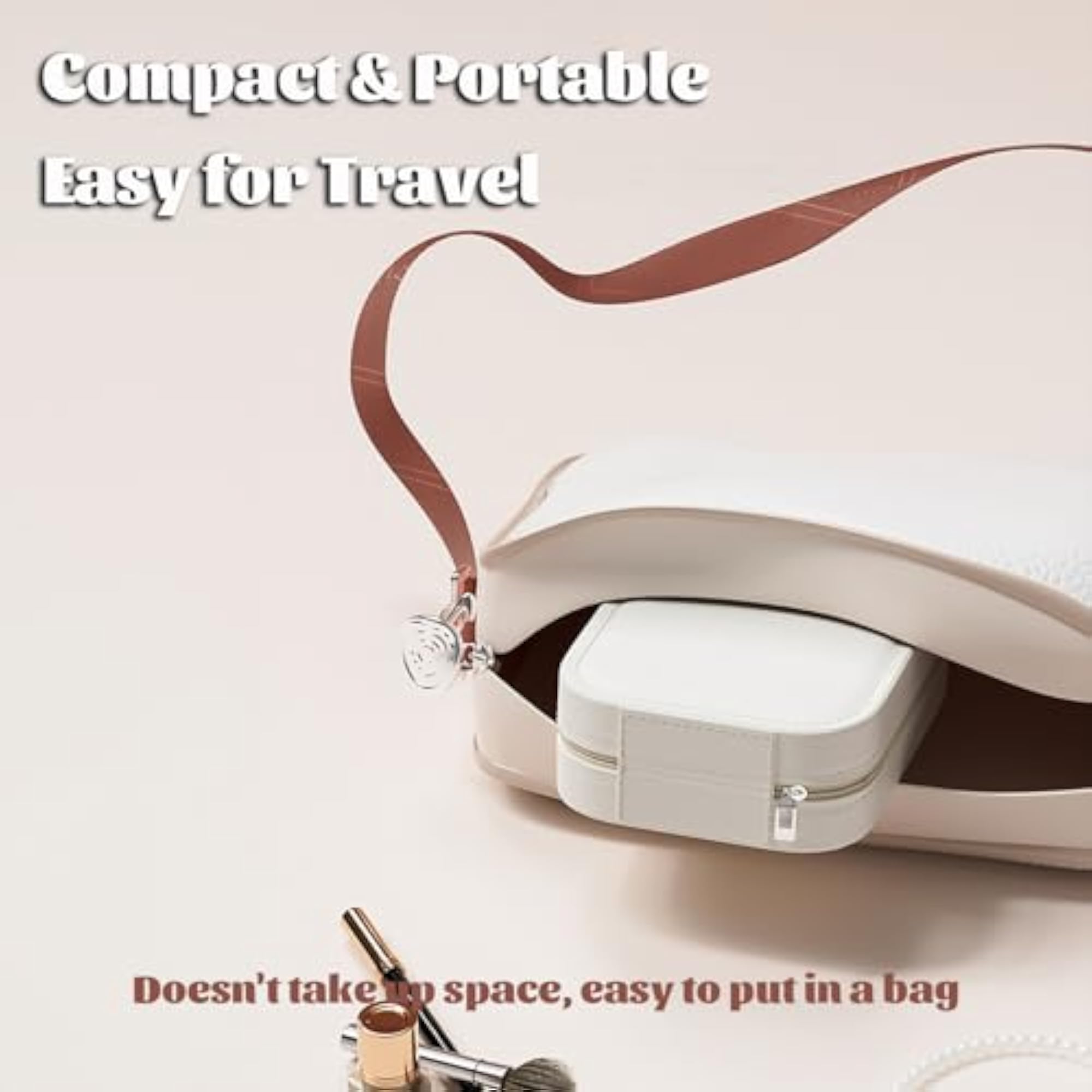 Leather Travel Makeup Bag with LED Mirror